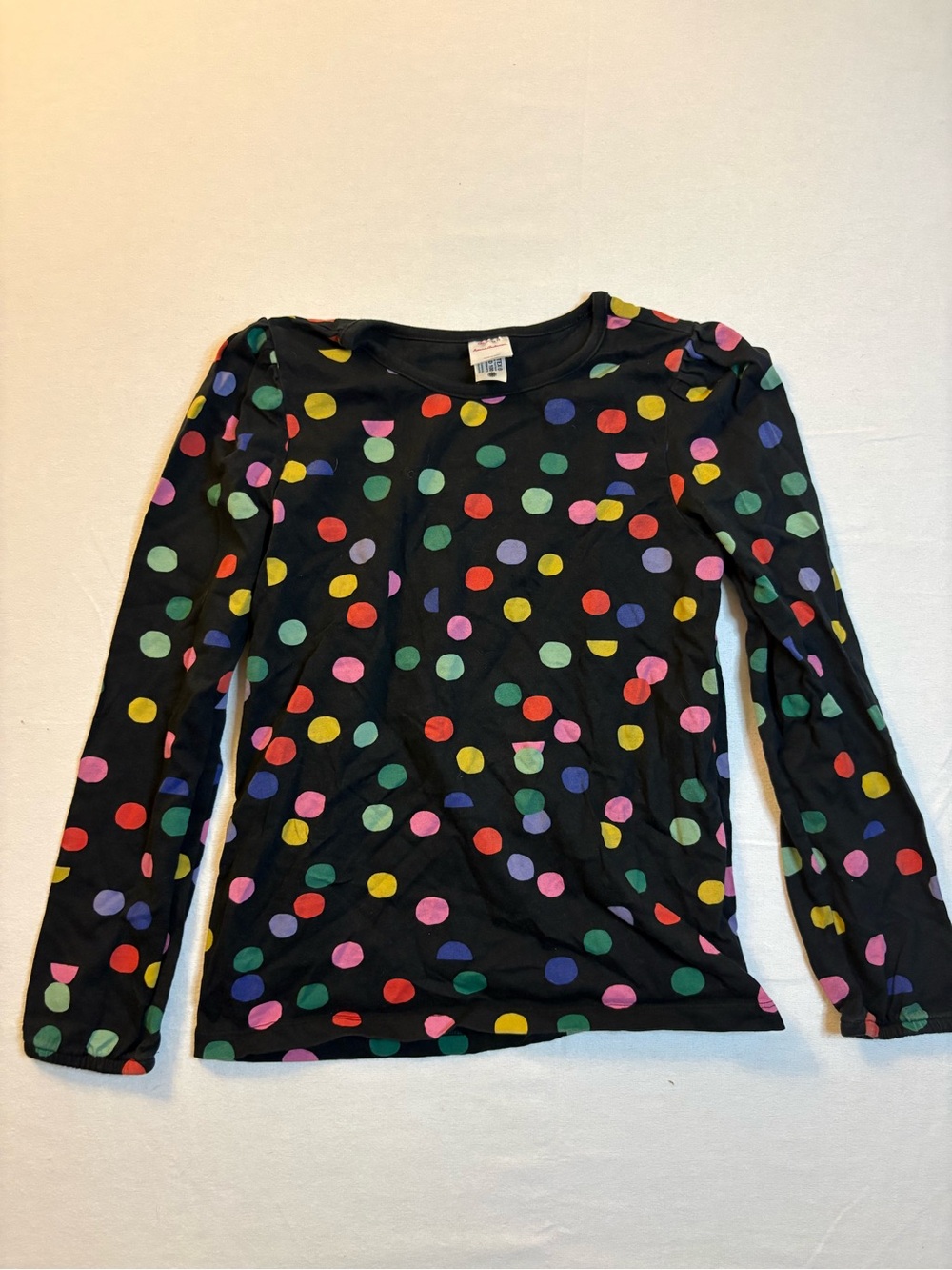 Hanna Andersson Black Long Sleeve Tee with Multicolor Polka Dots